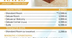 Special room rates January to March 2025