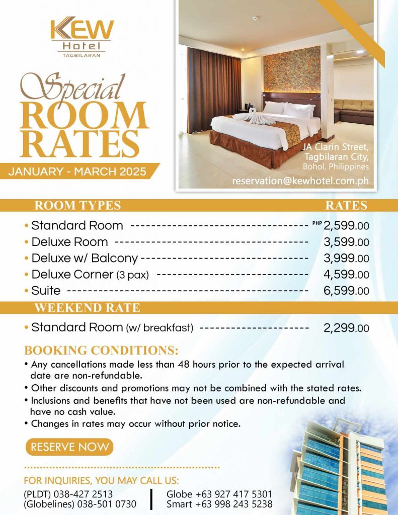 Special room rates January to March 2025 